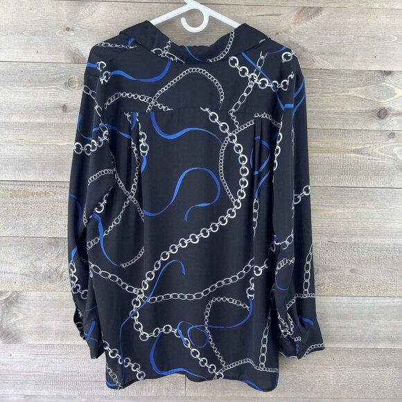 Chelsea Theodore Womens Shirt Long Sleeve Button Up Blouse Chain Link Large - Picture 4 of 6